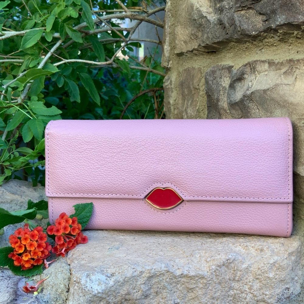 LULU GUINNESS pink lip Cora leather wallet - Picture 8 of 16